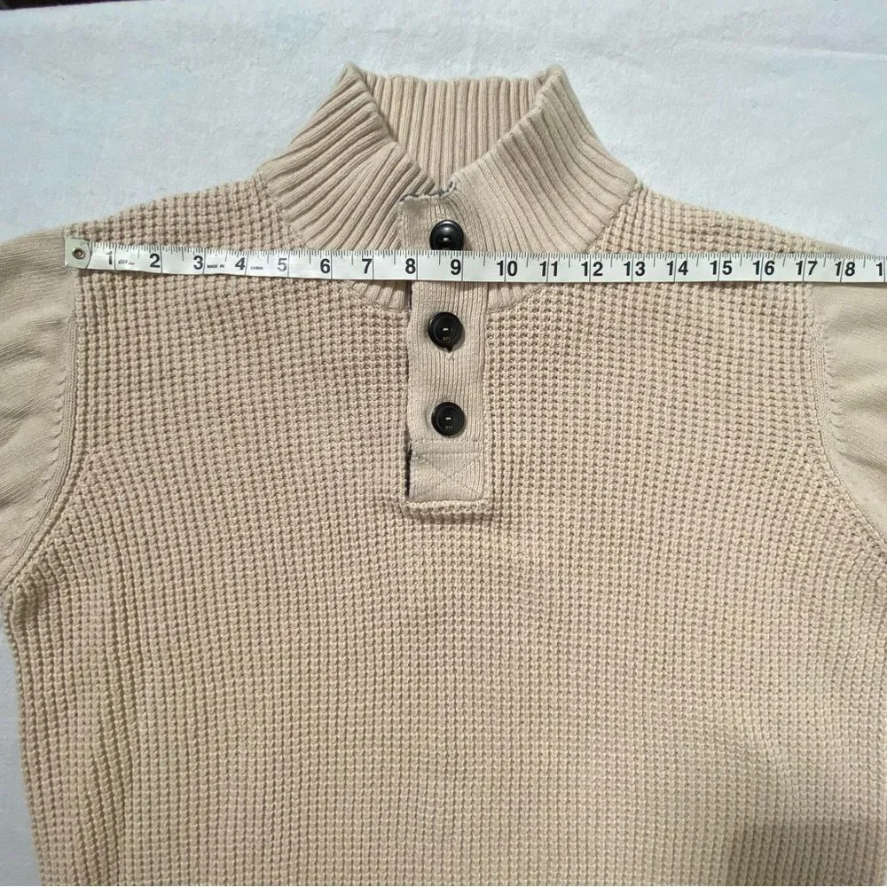 Weatherproof Vintage Mock Neck Shaker Knit Sweater Beige Men’s Size M